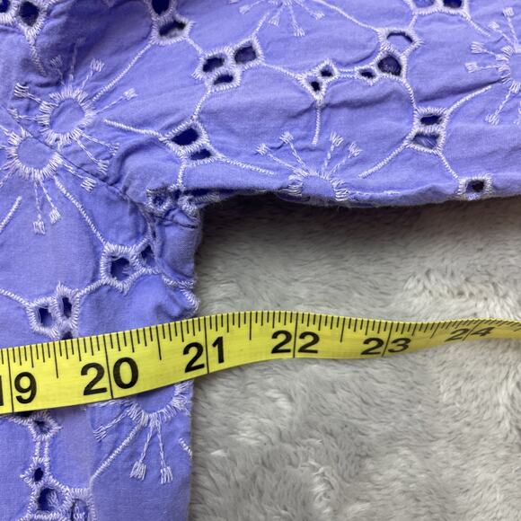 Fresh Produce Cover Up Dress Womens M Periwinkle Floral Eyelet Cotton Swim Beach - Picture 5 of 7